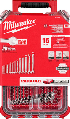 Milwaukee 15pc SAE Wrench Set with PACKOUT Organizer | Model 48-22