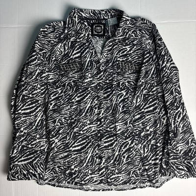 Cato Women's 26W 28W Shirt Black White Zebra Animal Print Studded New Tags