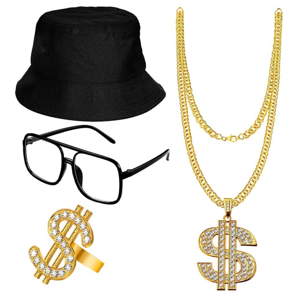 Kit de Disfraz de Hip Hop Rapero Colgante Trajes Accesorios para Accesorios de Fiesta Cosplay