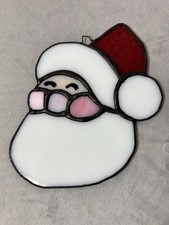 Santa Claus Head Stained Glass Suncatcher Window Hanging - Christmas Ornament