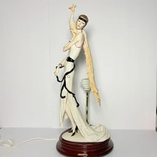 Vintage Giuseppe Armani Florence Lady With Peacock Art Deco Figurine Lamp READ**