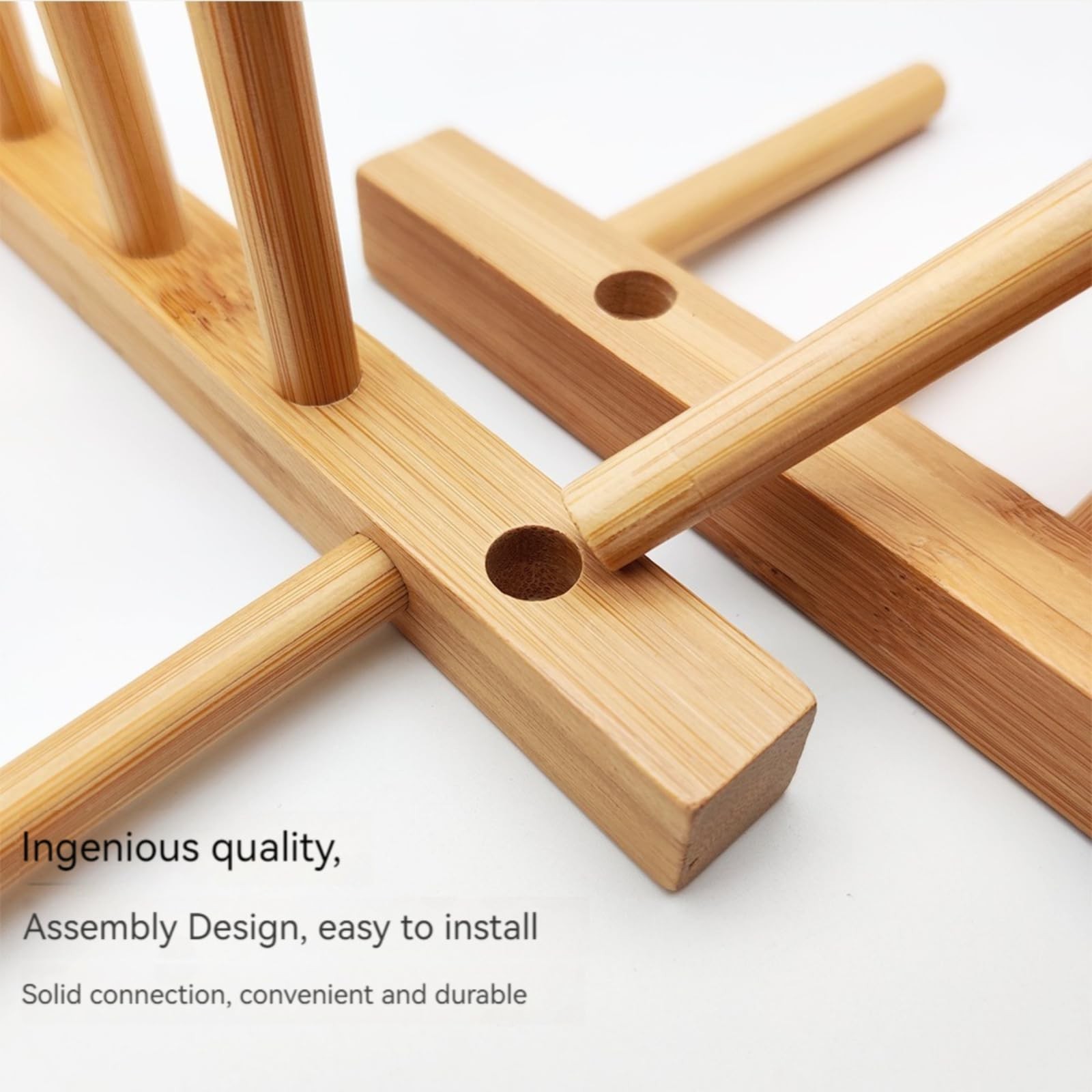 Bamboo Dish Drying Rack, Plate Rack Holder, Kitchen Organizer for Dish/Cup/Pl...