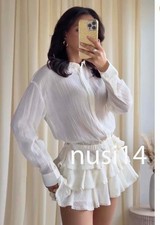ZARA NEW WOMAN SHORT CHIFFON RUFFLED ROMPER ECRU XS-XXL 5107/300/712