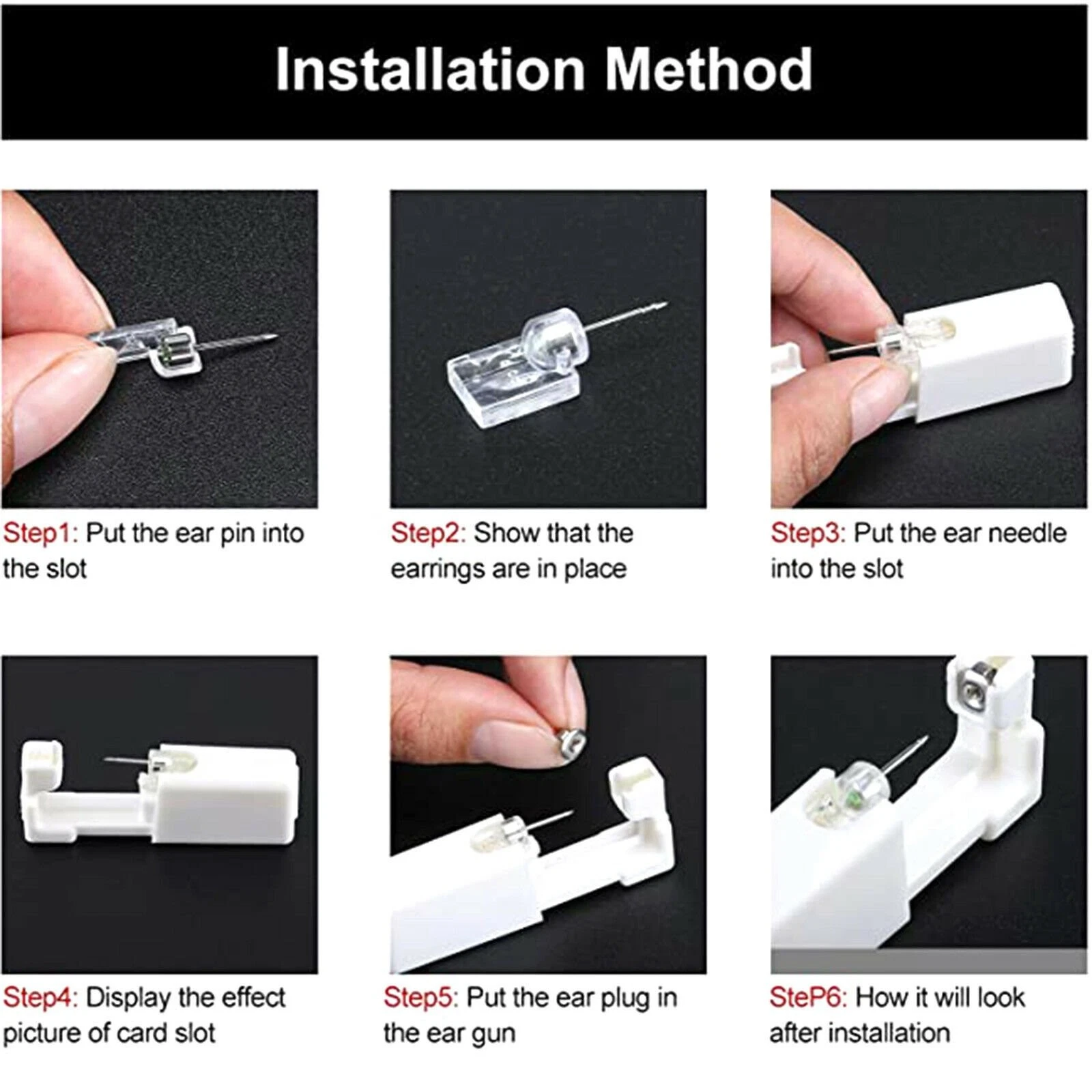 2Pcs Safety Ear Piercing Kit Disposable Self Nose Piercing Gun with Ear Stud US image 7