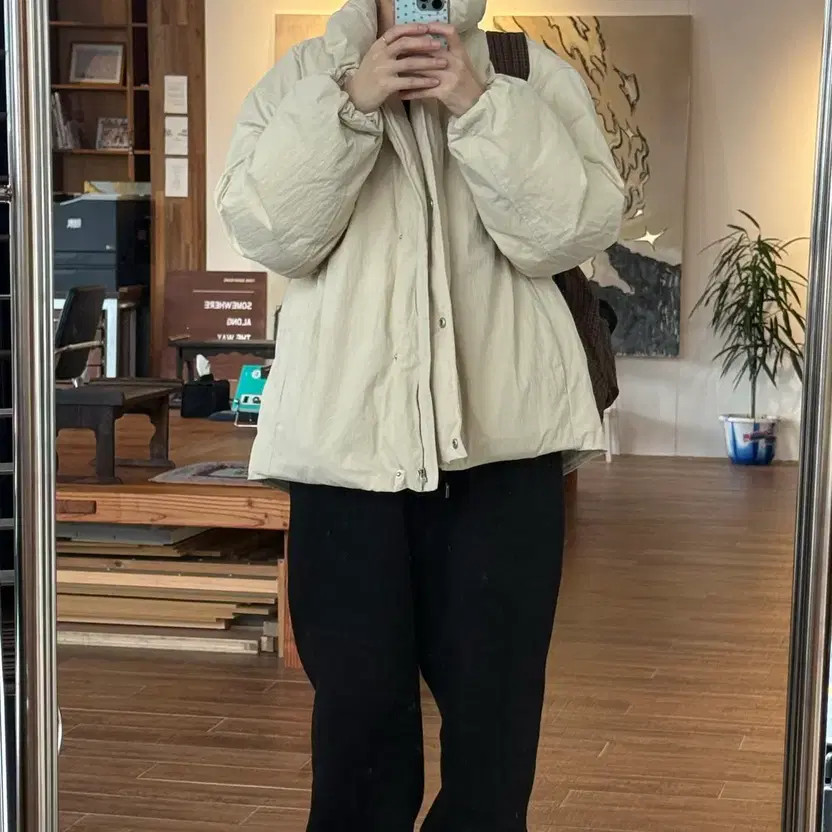 Facade Pattern Puffer Goose Down Jacket - Beige, … - image 4