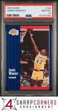 1991 FLEER #104 JAMES WORTHY LAKERS HOF PSA 10