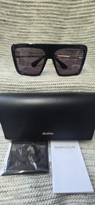 Max Mara Women's Oversized Square Sunglasses Black Plastic Frame Gray Tinted