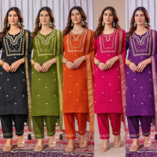 Viscose Silk Women Kurti Set With Heavy Sequence Work Indian Designer Dress