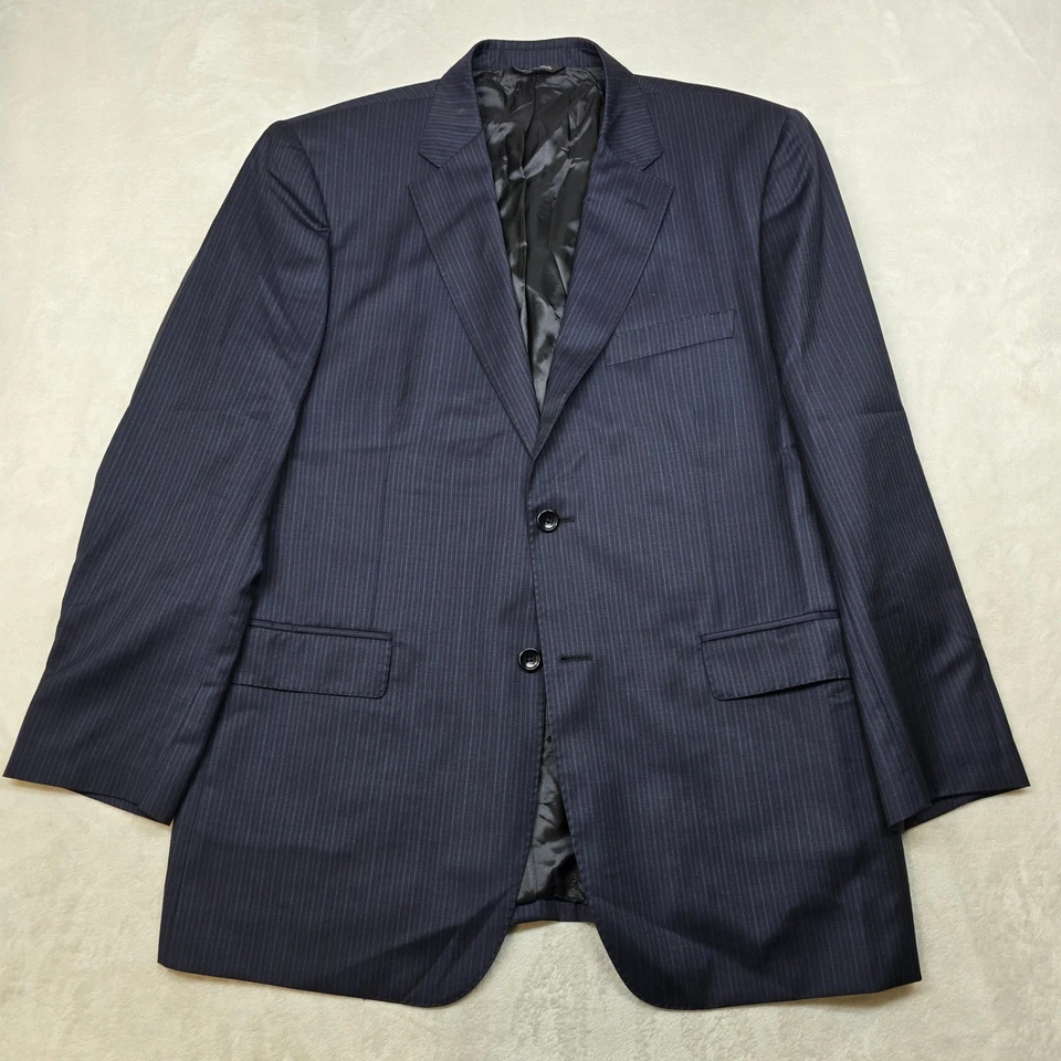 Ermenegildo Zegna Wool Silk Mens Suit Mens 42R Pants 35x29 Navy Pinstripe Italy - Image 3 of 4