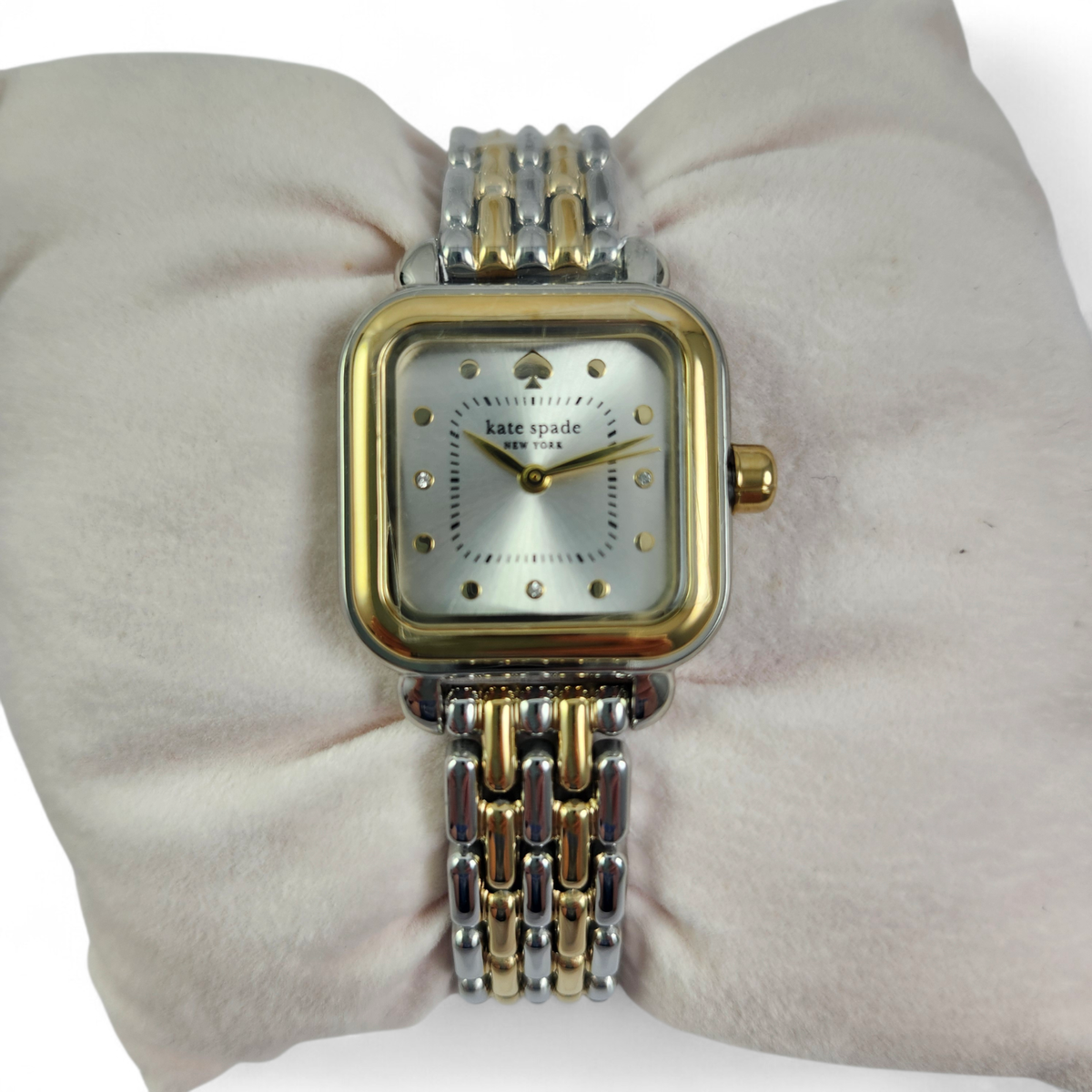 NEW Kate Spade Gracie Two Tone Gold & Silver Bracelet Square Watch