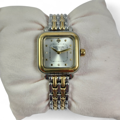 NEW Kate Spade Gracie Two Tone Gold & Silver Bracelet Square Watch