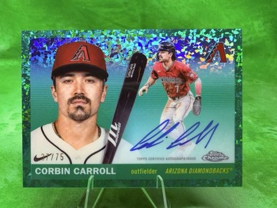 Corbin Carroll AU /75 Green Mini 2025 Topps Chrome Platinum Anniversary #CPA-CC