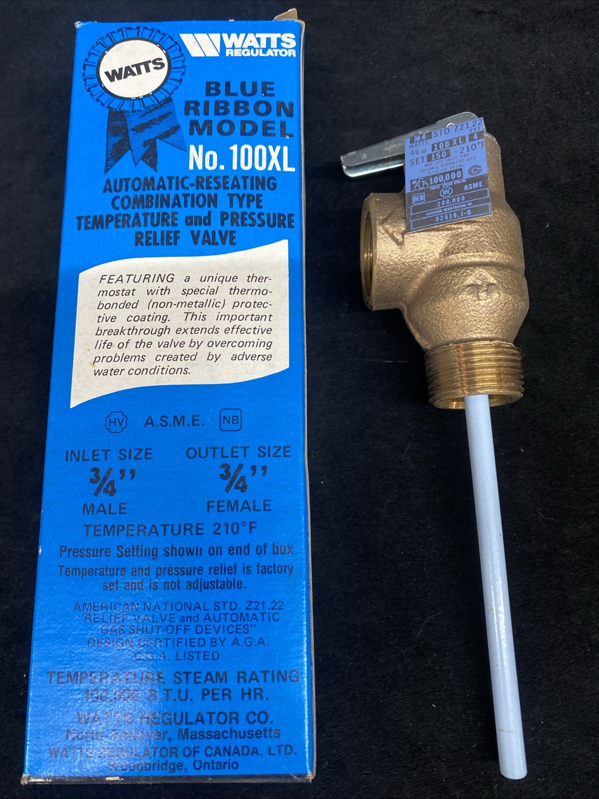 Watts 100XL Automatic Reseating T&P Relief Valve NOS