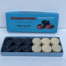 Chad Valley Draughtsmen Interlocking Draughts Pieces Original Box Vintage 1960's