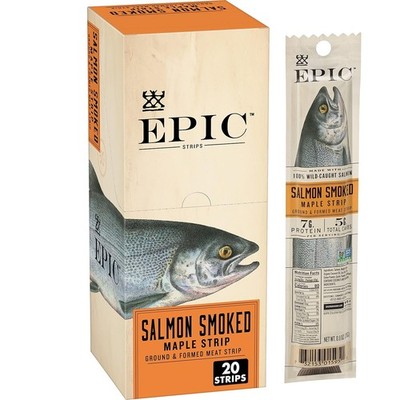 EPIC Smoked Salmon Strips, Wild Caught, Paleo Friendly, 20 ct, 0.8oz Strip 11/26