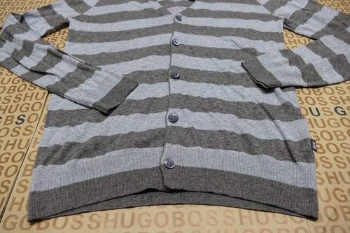 New Hugo BOSS mens grey brown Italian cardigan knit jumper pullover top medium M - Picture 12 of 23