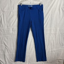 Betabrand Women's Size XL Blue Straight Leg Pull On Stretch Pants With Pockets