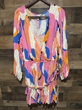 Ava Viv Womens 3X Plus Size Colorful Faux Wrap Tie Waist Dress Long Sleeve
