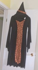 RUBIES Orange Black Witch Halloween Costume Dress w/ Hat Large