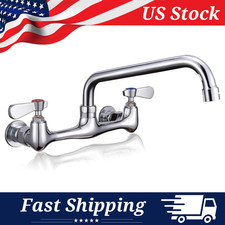 8" Center Wall-Mounted Commercial Kitchen Faucet with 8" Swivel Spout