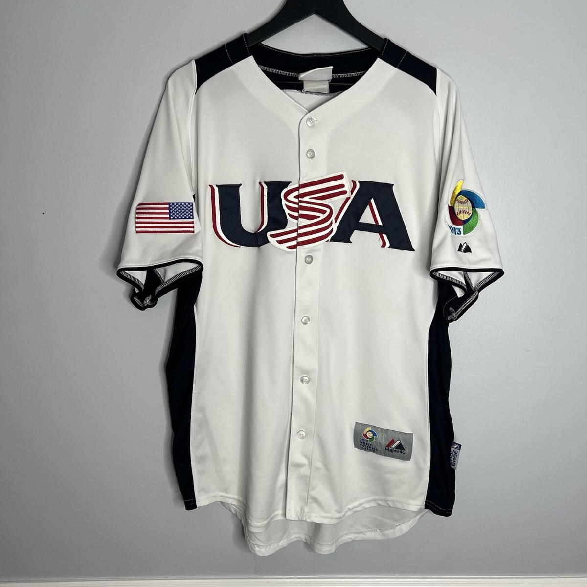 Team USA Baseball Jersey 2013 WBC White Majestic Authentic Mens