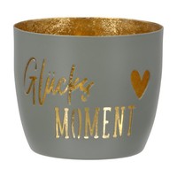 Gilde Windlicht GlüCksmoment 8.5 Cm | Metall | Teelichthalter | Beige / Mittel