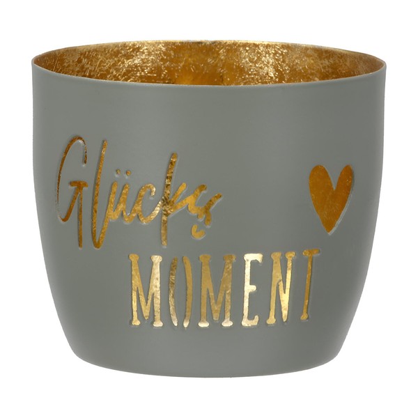 Gilde Windlicht GlüCksmoment 8.5 Cm | Metall | Teelichthalter | Beige / Mittel-image