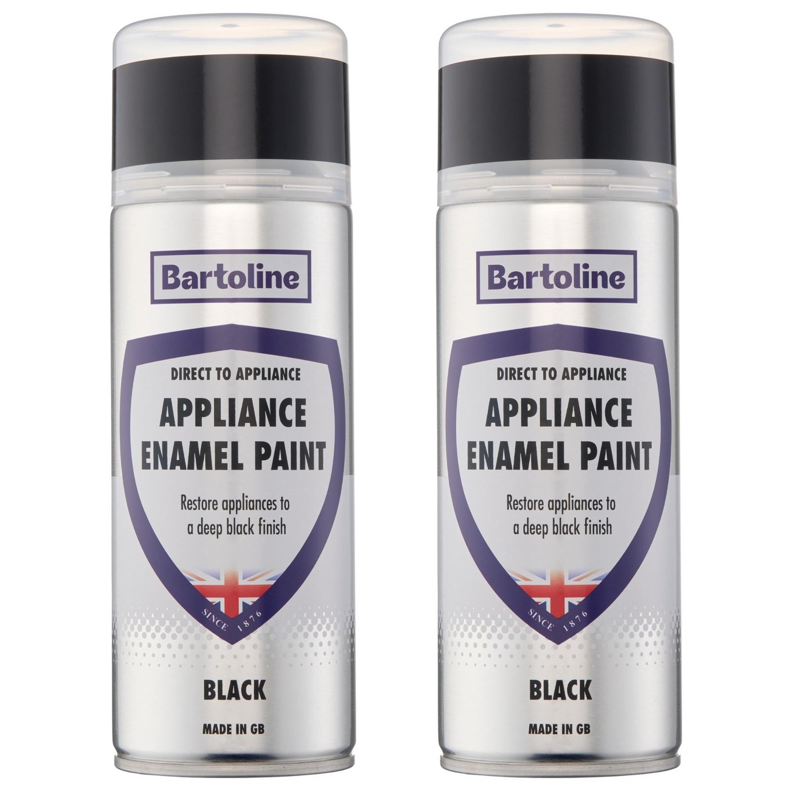 2x Bartoline PP0977 Black Appliance Enamel Spray Paint 400mL Aerosol Repair