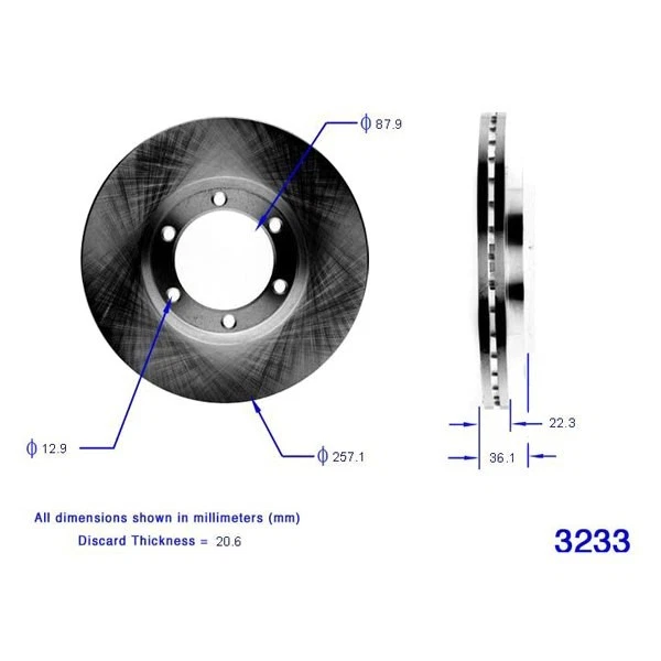 For Isuzu Rodeo 91-95 Bendix Global Premium Plain Vented Front Brake Rotor - Image 3 of 3