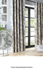 Image of Saranda Tropical Jungle Sketch Lined Eyelet Ring Top Curtains Pair
