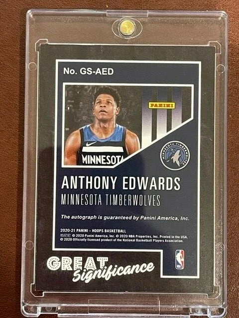 2020-21 Panini NBA Hoops Anthony Edwards Rookie Auto Great 
