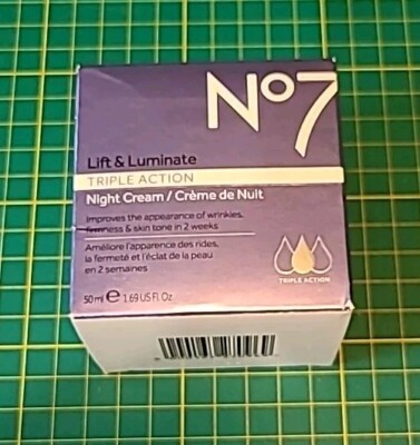 No7 Lift & Luminate Triple Action Night Cream 1.69oz Wrinkles Firm Skin Tone