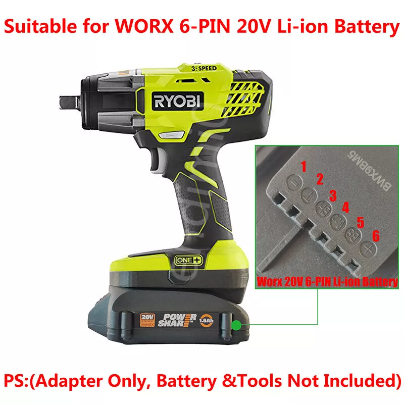 1PCS WORX 20V 6-PIN Li-ion Battery To 18V Cordless Tools Adapter | eBay