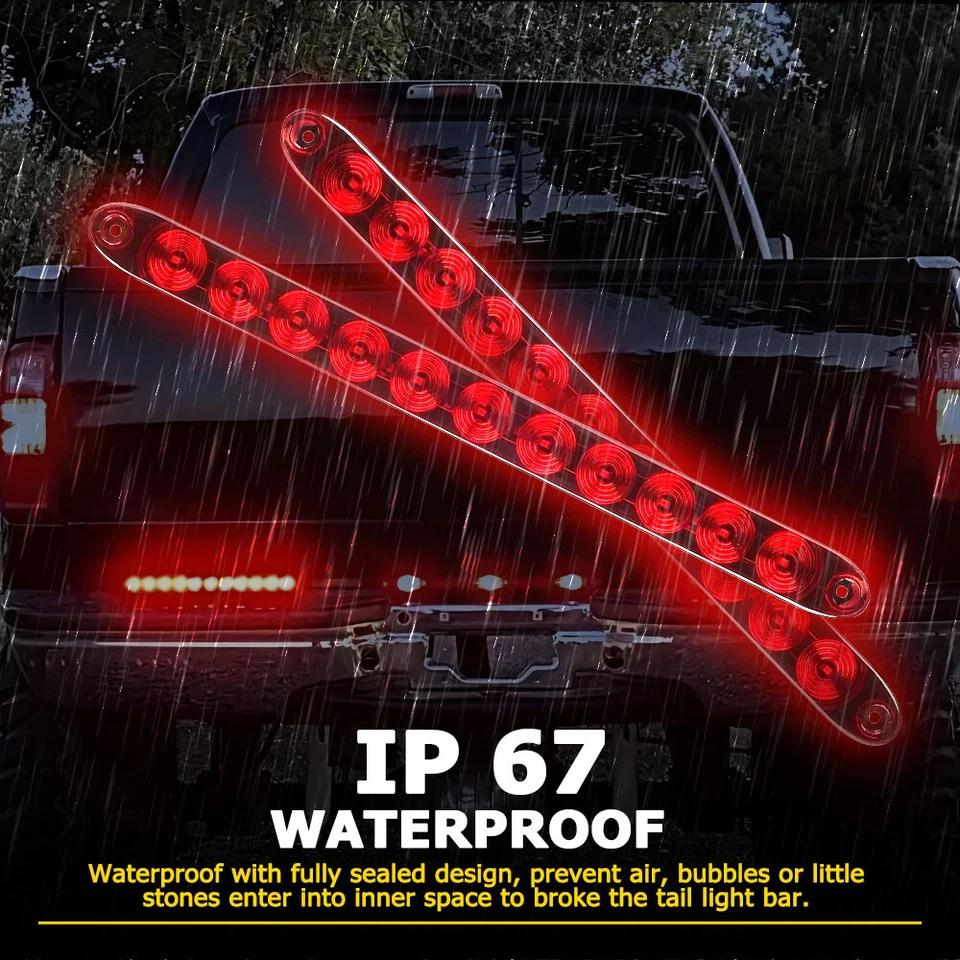 4PÇS 15" 11-LED vermelho selado reboque caminhão trailer parada traseira freio barra de luz de seta - Imagem 4 de 4