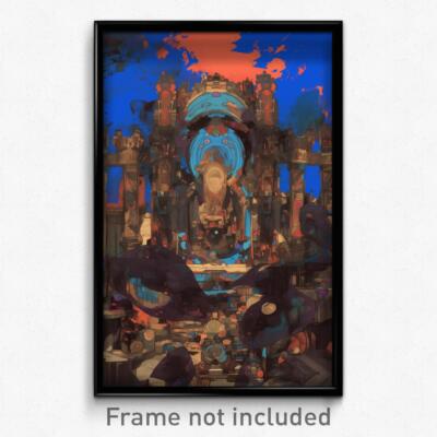 Art Poster - Glitchy Dais (Psychedelic Trippy Weird 11x17 Cartoon Print)