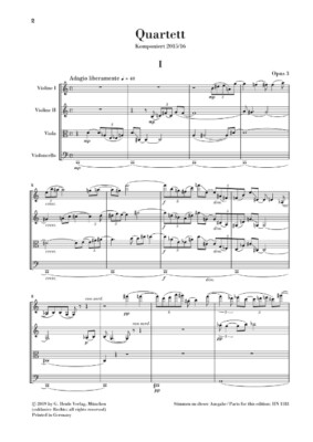 String Quartet Op. 3 Study Score