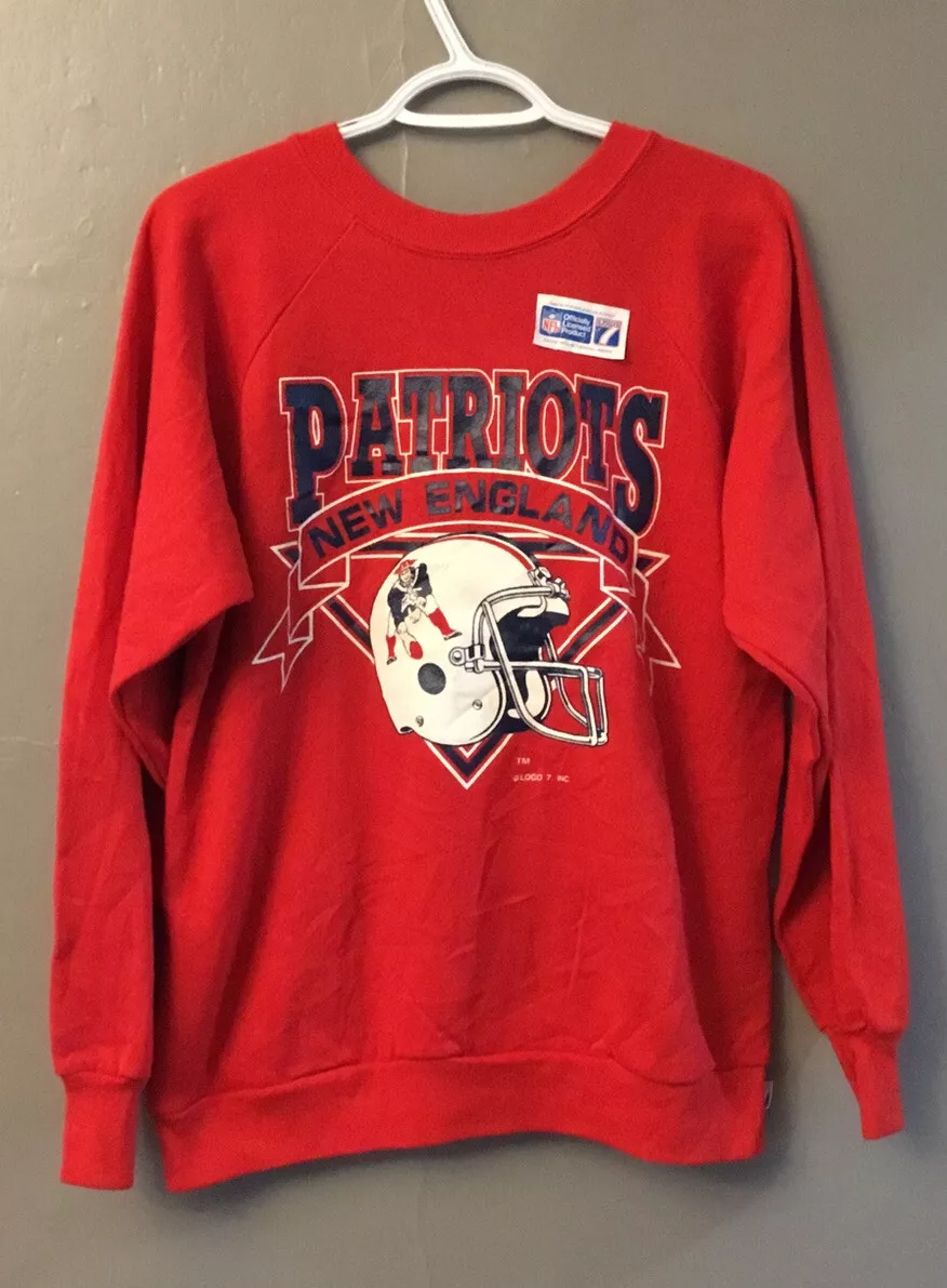 Vintage Logo 7 New England Patriots Red Sweater Large USA NEW O eBay