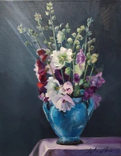 Original oil painting 11"x14" Still life Flowers Floral bouquet Realism Wall art