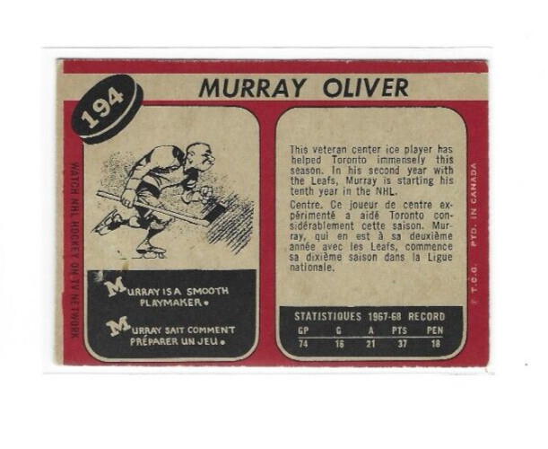 1968-69 O-Pee-Chee #194 Murray Oliver DP VG