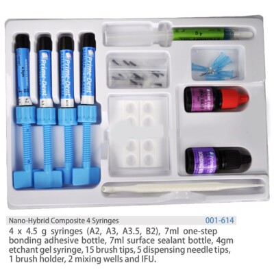 Prime-Dent Light Cure Nano Hybrid Dental Resin Composite 4 Syringe Kit #001-614