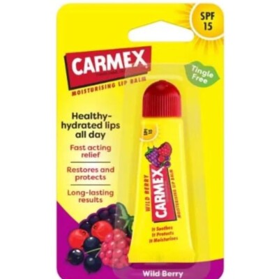 Carmex SPF 15 Moisturising Lip Balm Tube - Wild Berry (10g)