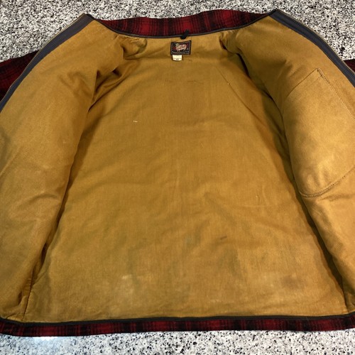 Rare VTG WOOLRICH Buffalo Plaid Full Zip Mackinaw Jacket 40s 50s Red Black SZ 42 - Picture 17 of 19