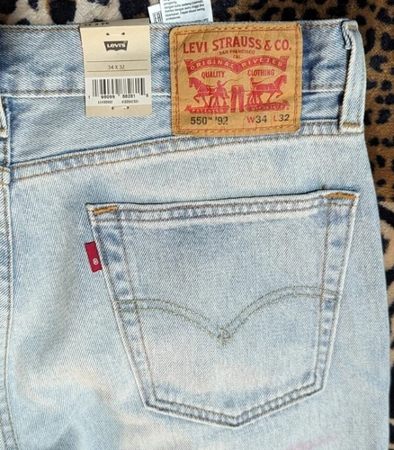 new tags LEVI 550 92 Relax Taper Paint Splatter Blue Jeans Cotton Men 34x32 #b56