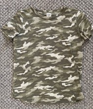 Victoria’s Secret PINK Army Camo Crew Neck Tee Shirt Top M Green Short Sleeve