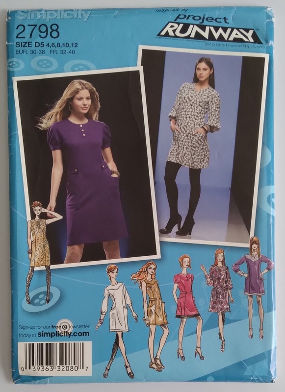 SIMPLICITY #2798 MISS SIZES 4-6-8-10-12 DRESS sleeve variations PATTERN UNCUT
