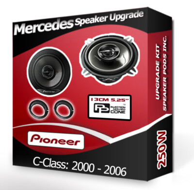 Mercedes C-Class Rear Door Speakers Pioneer car speakers + Adaptor pods 250W