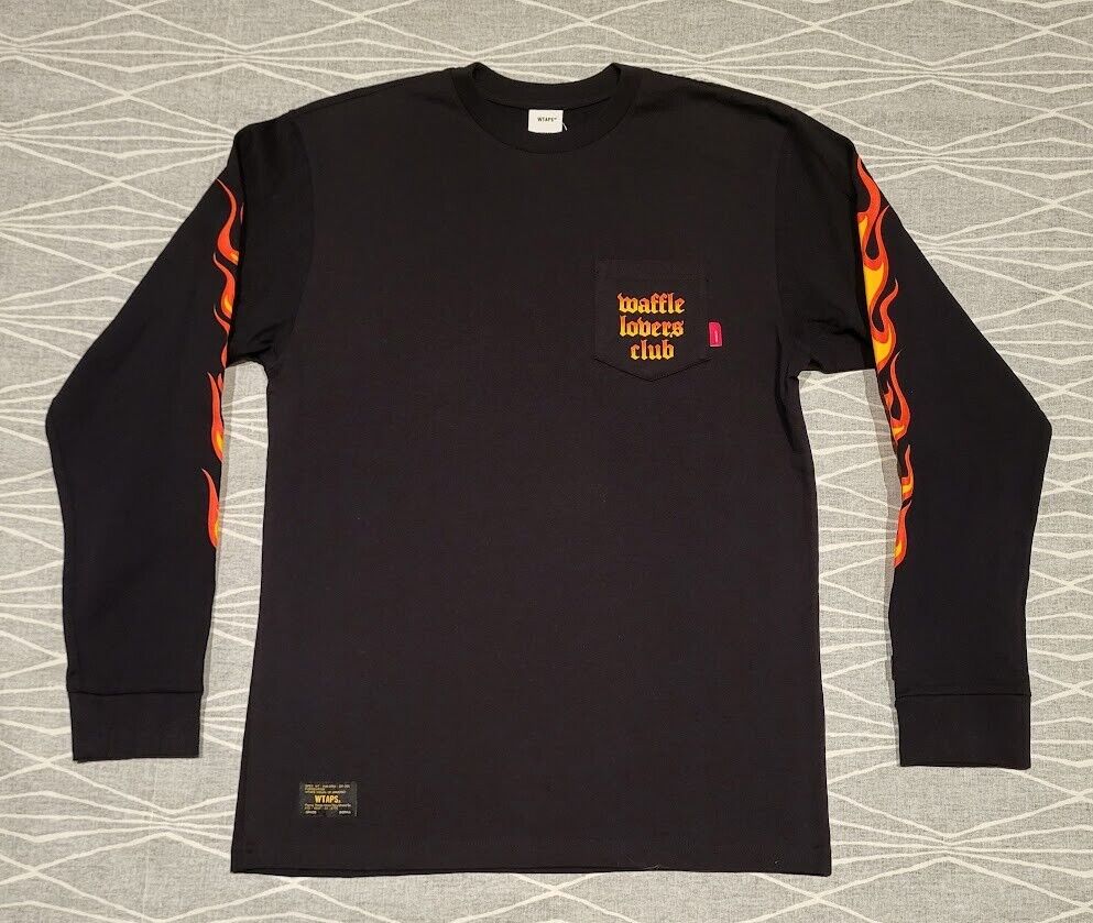 Vans X WTAPS Long Sleeve T-Shirt Black Flame Mens Size Vans X WTAPS Long Sleeve T-Shirt Black Flame Mens Size