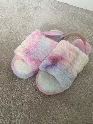 multi coloured fur sliders