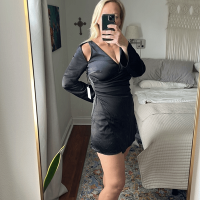 Astr the Label Dress Womens Small Black Shoulder Cut Out Satin Long Sleeve  | eBay