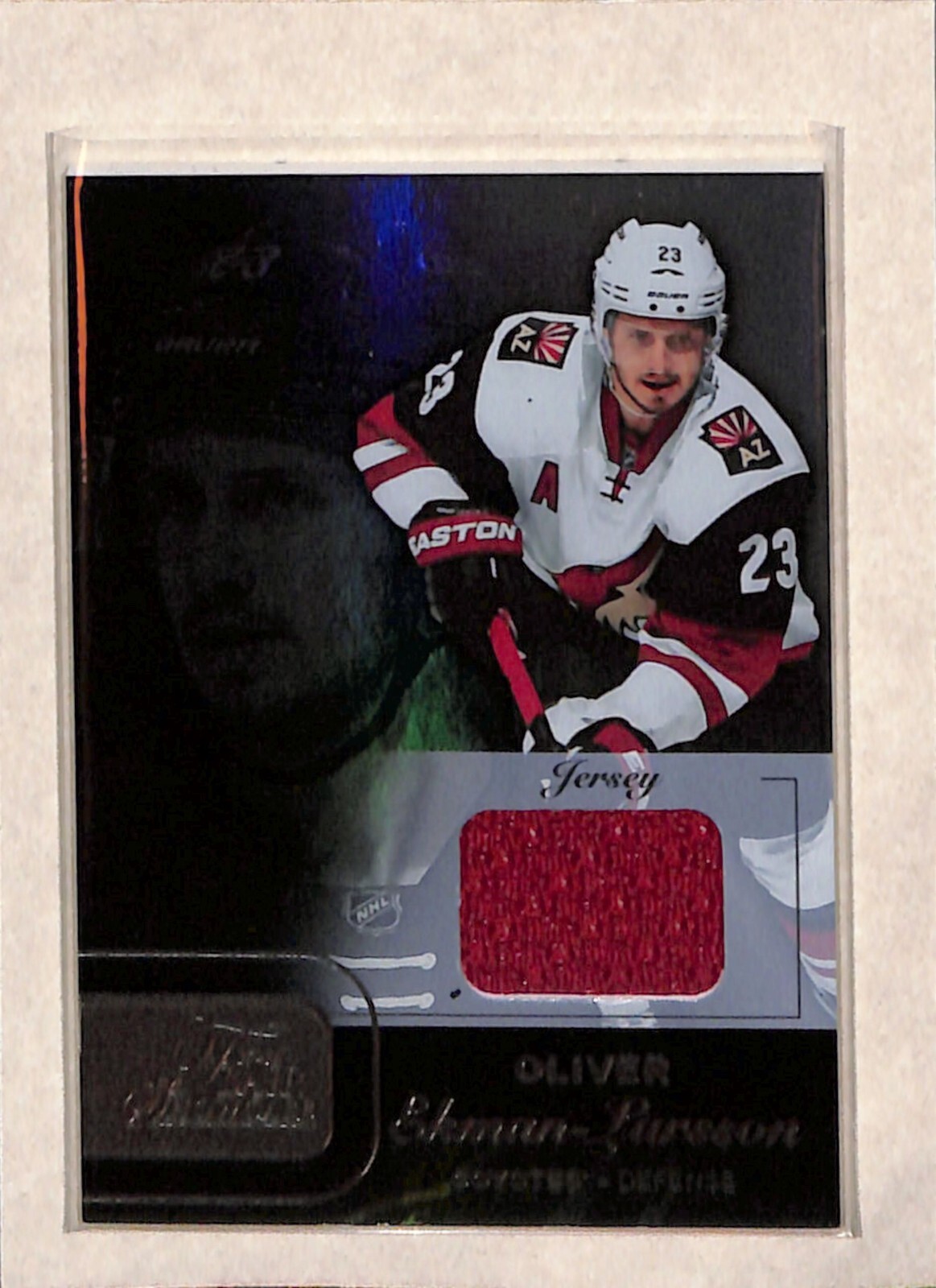 Maglietta 2015 16 Fleer Flair Showcase fila 1 Oliver Ekman Larsson reliquia ologramma nuova